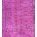 Pink Handmade Vintage Overdyed Turkish Carpet